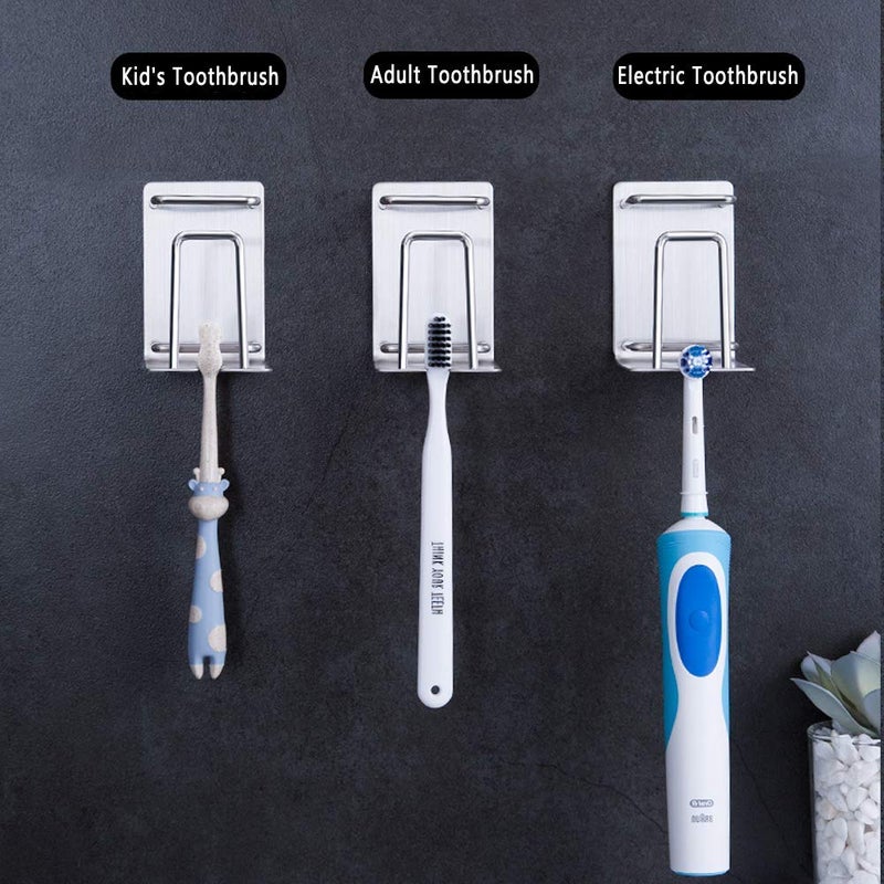 HANZE Toothbrush Holder 304 Stainless Steel Adhesive Wall Mounted 3 in 1 Toothbrush Holder Toothpaste Holder and Cup Holder for Bathroom Shower - Image 2